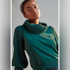 Anthropologie Dolan Left Coast Cowl Neck Pullover in Dark Green Size Small